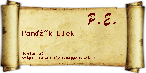 Panák Elek névjegykártya